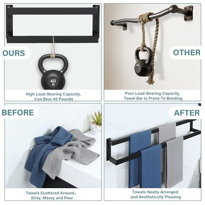 Alise Double Towel Bar, 32" Towel Racks for Bathroom Wall Mounted SUS304 Stainless Steel, Quick Drying Bathroom Towel Holder, Long Heavy Duty Towel Hanger, Matte Black - color: Matte Black, size: 32-inch