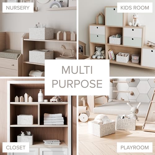 RGI Home Decorative Storage Bins, Set of 2 Rectangular Greyboard Zoo Animal Organizer Baskets for Nursery, 10" L x 9" W x 6" H, Foldable, Durable and Stylish Storage Solution, Vapor Blue on White - style: 2-Pack Zoo Nursery