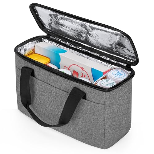 Trunab First Aid Bag Empty Small Medicine Storage Case, Insulated Medication Cooler Bag, Travel Pill Bottle Organizer for Prescription, Insulin, Supplements or Medical Supplies, Grey(Bag Only) - color: Grey, size: Small