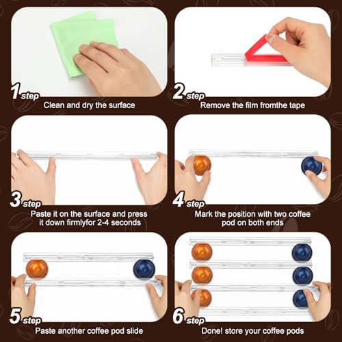 Didaey 12 Pcs Self Adhesive Coffee Pod Holder Clear Wall Mount Capsule Organizer Dispenser DIY Plastic Coffee Pods Storage Display Holder for Kitchen Countertop Cabinet Fridge Rv Space Saving