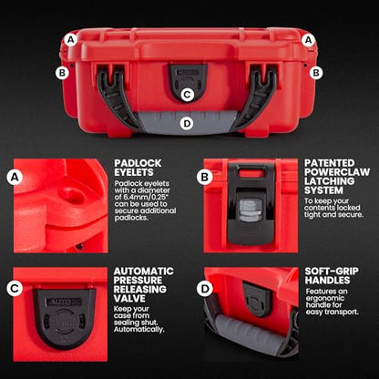NANUK 903 Waterproof First Aid Box Empty with Lid Organizer & Dividers – Durable Medical First Aid Organizer Case, IP67-Rated, Dustproof, Impact-Resistant, Floats (9.1” x 6.8” x 3.8”) – Red - size: 903 Empty – w/ Organizers