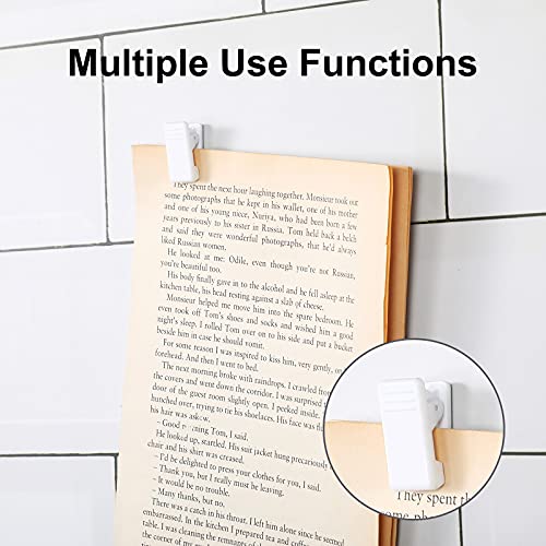 50 Pieces Self Adhesive Clips Wall Tapestry Clips Plastic Sticky Picture Hanging Poster for Teachers Double Sided Adhesive Spring for Home Office(White) - color: White