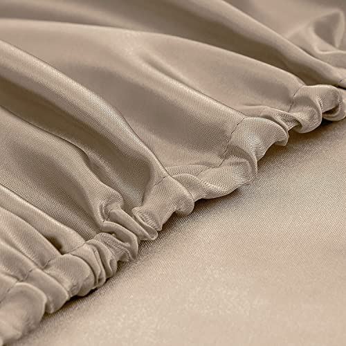 Homiest 3pcs Satin Sheets Set Luxury Silky Satin Bedding Set with Deep Pocket, 1 Fitted Sheet + 1 Flat Sheet + 1 Pillowcase (Twin XL Size, Taupe) - color: Taupe, size: Deep pocket - Twin XL size