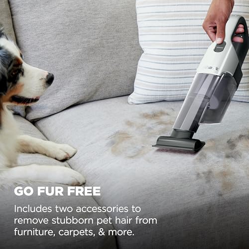 Shark Cyclone PET Handheld Vacuum with, HyperVelocity Suction, Powerful Pet Hair Pickup, Lightweight, XL Dust Cup, Including Upholstery Tool, 8" Crevice Tool, Scrubbing Brush, Pearl White, AA701 - style: Cyclone w/ 3 attachments