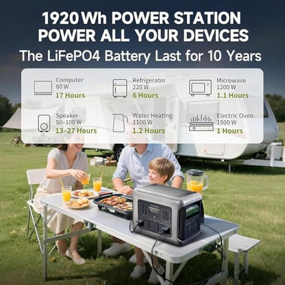 ALLPOWERS R2500 V2 Solar Generator Kit with 400W Panel: 1920Wh LiFePO4, 2500W AC Output, 2x100W USB-C PD Fast Charging, 80% Charge in 1 Hour, for Home Backup Camping RV Off-Grid - color: R2500+400W SP037