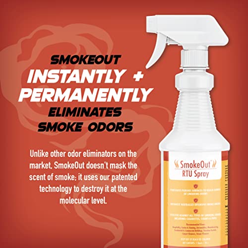 SmokeOut Odor Eliminator Spray for Smoke & Strong Odors – Commercial Strength, Fast-Acting, Non-Toxic (32 fl. oz.)
