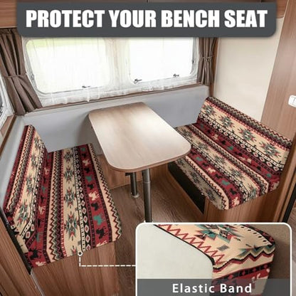 South Western RV Dinette Cushion Covers Booth Set Aztec Ethnic Tribal Horse RV Seat Covers Couch Cover 2 Cushion Sofa Camper Cushion Covers Washable Slipcovers Replacement - color: Aztec Ethnic Tribal Horse