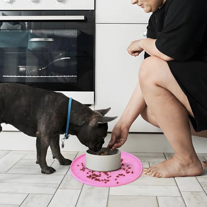 Silicone Pet Food Mat - Waterproof Dog Food Bowl Mat Cat Feeding Mat Thicker Pet Placemat Eating Mat with High Lip to Prevent Spills, Dog & Cat Water Bowl Mat for Messy Drinkers to Protect Floors,Pink - color: Pink