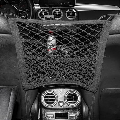 3 Layer Car Mesh Organizer Between Front Seats, Pet Dog Kid Net Barrier Car Net Pocket Elastic Storage Bag Tissue Purse Holder for SUV Truck Van, 15.7 x 13.7 Inch - size: 15.7 x 13.7 Inch