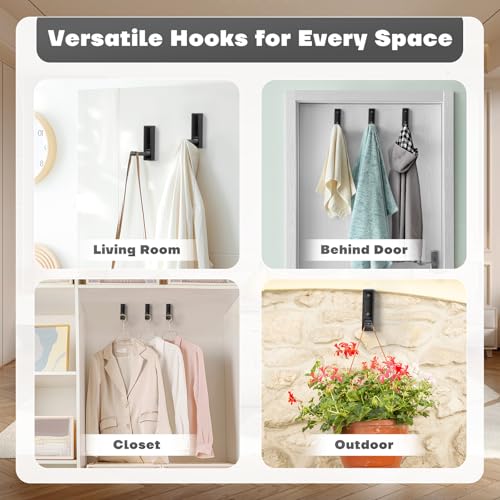Folding Wall Hooks, 4pcs Foldable Coat Hooks, Heavy Duty Zinc Alloy No Rust Fold Up Hooks for Coat, Towel, Key, Hat, Bag, Jacket, Backpack (Matte Black)