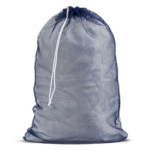Handy Laundry Mesh XL Laundry Bag - Durable, Machine Washable with Secure Drawstring Closure - Perfect for College Dorms, Laundromats, Apartments (Navy, Large 24" x 36") - color: Navy