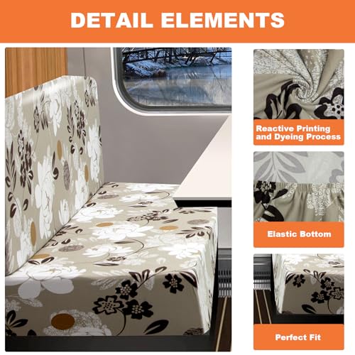 FUANGUI RV Dinette Cushion Covers Stretch Camper Booth Seats Replacement Washable Sofa Furniture Protector (A5, 2 Bench & 2 Backrest Covers) - color: A5