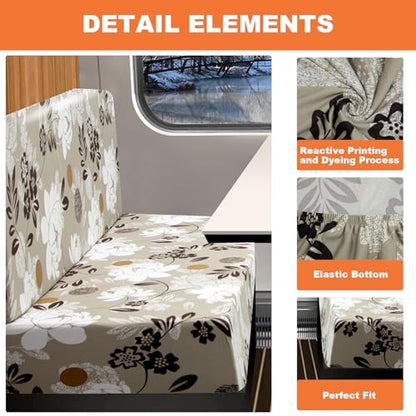 FUANGUI RV Dinette Cushion Covers Stretch Camper Booth Seats Replacement Washable Sofa Furniture Protector (A5, 2 Bench & 2 Backrest Covers) - color: A5