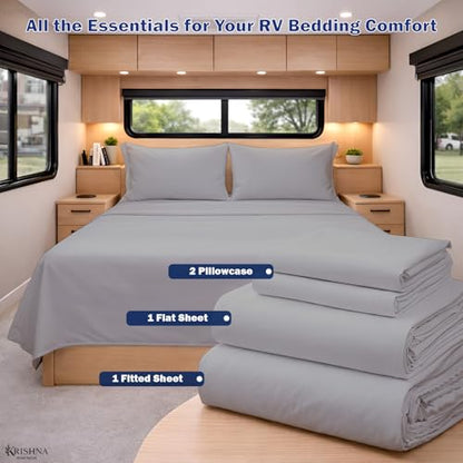 KRISHNA Twin Size 4 Piece Egyptian Cotton Sheet Set, Luxury Hotel Quality Light Grey Solid Bed Sheets, Soft Breathable Cooling Bedding, 6-10 Inch Deep Pocket Fitted Sheet - color: Light Grey Solid, size: Twin : 39" x 75"