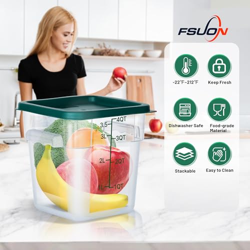 4 Pack Clear Food Storage Containers with Lids and Handles Polycarbonate Square Commercial Food Containers, NSF (4Qt) - color: 4Qt