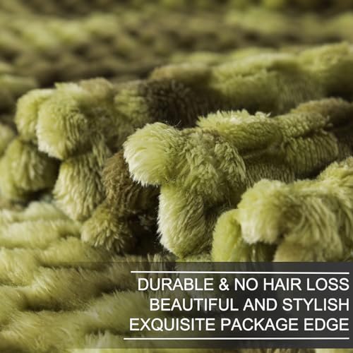 Richave Fleece Throw Blanket,Premium Lightweight Anti-Static 50x60 Inches Travel Size 3D Clouds Stylish Jacquard Throw Blanket for Winter, Tie-dye Olive Green - color: Olive Green, size: Travel (50-Inch-by-61-Inch)