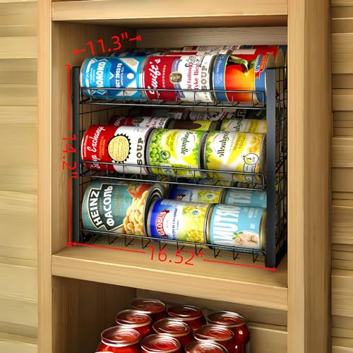 3 Tier Stackable Can Rack Organizer for Pantry, Adjustable Can Holder for Various Ounce of Canned Food Soup Goods Soda Drink, Rolling Tiered Can Dispenser for Kitchen Cupboard Cabinet, 2 Pack - style: 3-Tier 2-Pack