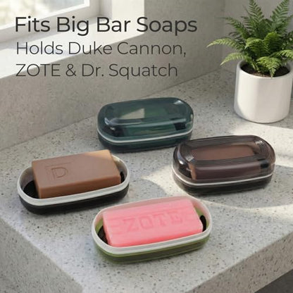 AIMAIAIMAI Shampoo Bar Holder Travel Case for Two Bars – Compatible with Kitsch Solid Shampoo & Conditioner Bars, Large Soap Container for Bathroom or Travel (1 Pack, Black Style A-Large) - color: Black Style A-large