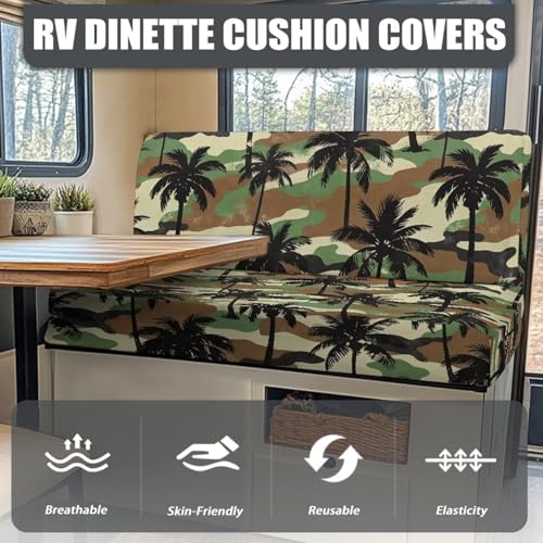 SEANATIVE RV Dinette Cushion Covers Couch Cushion Slipcovers Camo Coconut Tree Camper Cushions Cover Replacement Sofa Slipover for Travel Trailer Couch Backrest Cover & Bench Cover - color: Camo Coconut Tree