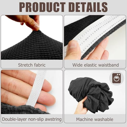 2 Piece RV Couch Covers for Sofa Bed, Stretch Elastic Camper Slipcover for RV Jackknife Sofa Bed, Washable Anti-Slip Furniture Protector, Pet Friendly & Wrinkle Free (Black) - color: Black