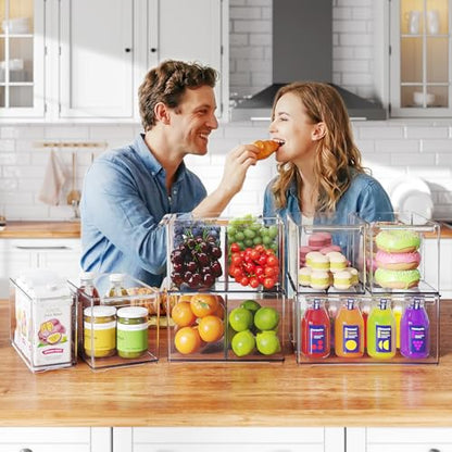 Clear Plastic Storage Bins with Dividers for Fridge Pantry Organizers and Storage Containers, 6 Pack Acrylic Stackable Sturdy Storage Boxes for Home Edit and Cabinet Organizers 6" High, C6-3 - style: 2 Small+1 Large+2 Medium+1 Extra Large