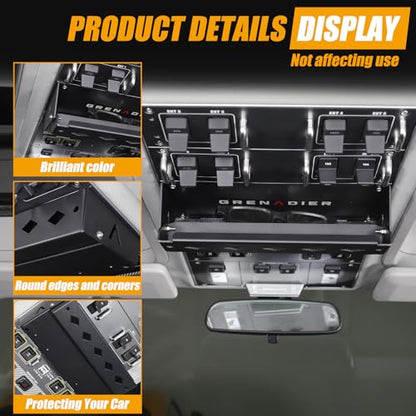Car Interior Overhead Storage Basket Compatible with 2022-2025 INEOS Grenadier Multi-Functional Roof Panel Expansion Storage Rack Basket Aluminum Alloy Flip-Top Model Cargo Racks