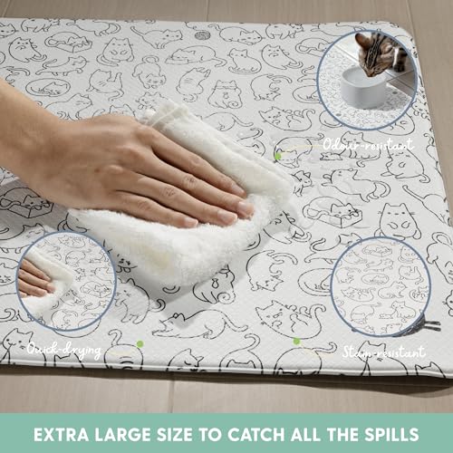 The Cat Ladies Cats Feeding Mat - Waterproof Dishwasher Safe Small Pet Eating Placemat - Cat & Dog Food Mats for Food and Water Bowl - Protect Floors from Mess - Black & White Cats - color: Black and White Cats
