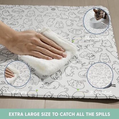 The Cat Ladies Cats Feeding Mat - Waterproof Dishwasher Safe Small Pet Eating Placemat - Cat & Dog Food Mats for Food and Water Bowl - Protect Floors from Mess - Black & White Cats - color: Black and White Cats