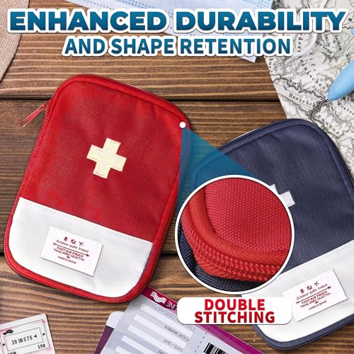 2 Pcs Travel First Aid Bag Empty Portable Storage - Small Medical Bag Empty with Multiple Compartments, 7.1x5.1" Small First Aid Pouch with Zipper Closure - Outdoor Adventure Gift for Camping & Hiking