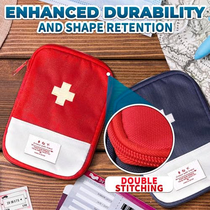 2 Pcs Travel First Aid Bag Empty Portable Storage - Small Medical Bag Empty with Multiple Compartments, 7.1x5.1" Small First Aid Pouch with Zipper Closure - Outdoor Adventure Gift for Camping & Hiking