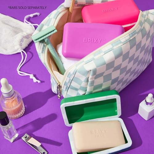 BRIXY Beauty Bar Travel Case Set – 3 Pack Soap Bar Travel Containers, Leakproof Portable Soap Holder, Durable Silicone, Magnetic Seal, TSA Friendly (Pink, Purple, Green) - color: Pink, Purple, Green