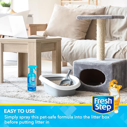Fresh Step Cat Litter Box Odor Eliminating Spray, Cat Deodorizer that Neutralizes Cat Urine and Feces Smell on Contact, Pet-Safe and Clump-Free, Compatible with All Litter Types, 24 Fl Oz