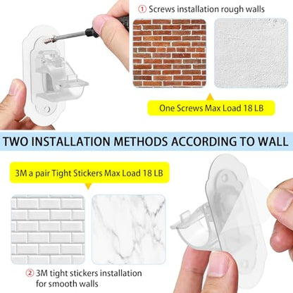 No Drill Curtain Rod Brackets， No Drill Needed Curtain Rod Holders, Adhesive Curtain Rod Holder，Multipurpose Nail Free Stick on Curtain Rod Hooks Self Adhesive Rod Holder Hooks（Clear 6Pcs） - color: Clear-6pcs