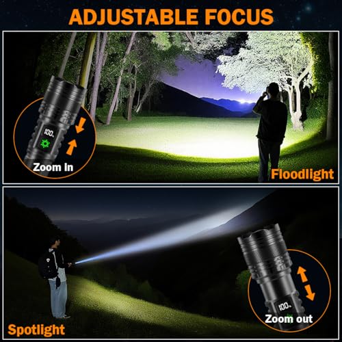 3Pack Rechargeable Flashlights High Lumens 9900FL, LED Flashlight Rechargeable with LCD Digital Display, 5Modes Adjustable Flash Light, Super Bright Flashlight Powerful, Tactical Flashlights for Home - size: 3Pack