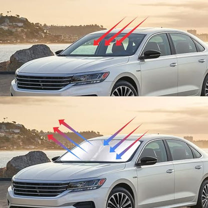 Windshield Sun Shade for 2016-2025 Chevy Malibu Accessories, Foldable Window Sunshade Sun Visor Protector, Front Windshield Sunshade Sun Shield Blocks UV Rays Heat - size: Silver & Black-Fit 2016-2025 Chevy Malibu