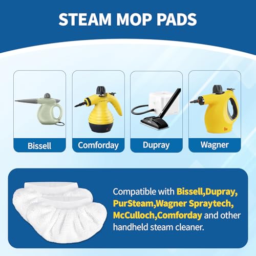 16-Pack Universal Microfiber Cloths, Handheld Steam Cleaner Attachments - Steam Cleaner Accessories Compatible with Bissell Steam Shot, Wagner, McCulloch, Comforday, PurSteam and More