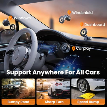 2026 Upgraded Vacuum Car Phone Holder for Magsafe [108+LB Strongest Suction & 3000gf Strongest Magnetic] 360° Adjustable Magnetic Phone Holders for Car for iPhone 17-12 Pro Max Plus Air Clear - color: Clear