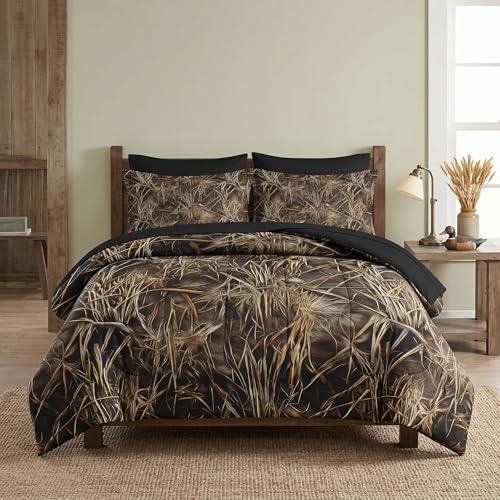 Nesker 7 Pcs Comforter Set Full Size, Hunting Camo Bedding Set for Kids and Adults, Vintage Woodland Camping Bed Sheet Sets with Fitted Sheet 2 Pillowcases & 2 Shams - color: Camo 1, size: Full