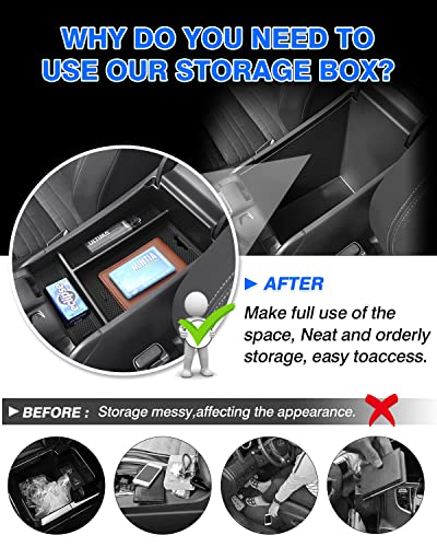 Autorder Center Console Organizer for 2023-2026 Honda HRV Accessories - Armrest Storage Box Secondary Insert Tray with Black&Red Mats - size: 2023+ HR-V Armrest Organizer