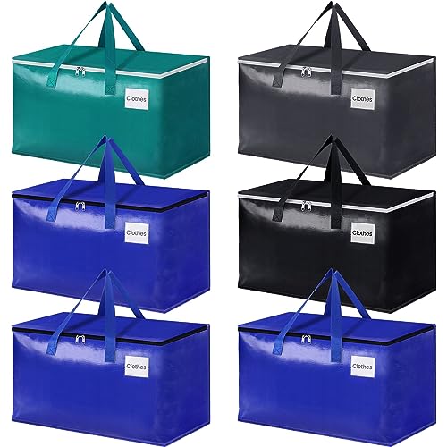 StorageRight Moving Bags-Heavy Duty Moving Boxes, Storage Totes with Zipper, Reinforced Handles and Tag Pocket-Collapsible Moving Supplies for moving, Storage and Travel 93L(Four Colors-6 Pack) - color: Four Colors, size: 6 Pack