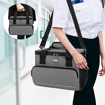Trunab Insulated Medical Bag with Adjustable Dividers, Medicine Supplies Water-Resistant Bag for Home, Travel, Camping, Empty Bag - Patented Design,Grey - color: Grey, size: Large
