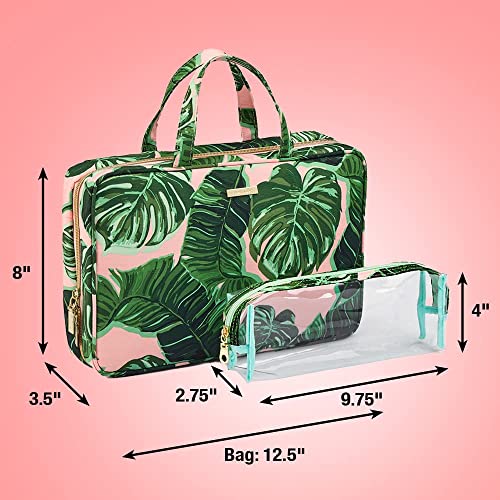 Conair Travel Toiletry Bag - Makeup Bag - Cosmetic Bag -Travel Makeup Bag - color: Pink Palm