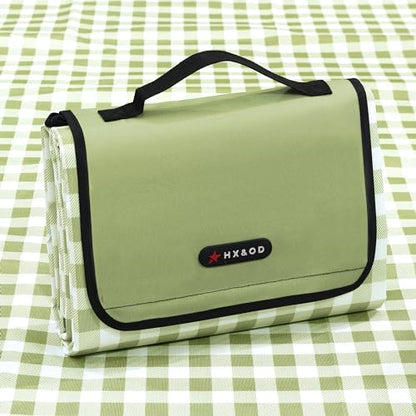 HX&OD Picnic Blanket Outdoor Extra Large Picnic Mat 80"X60" Camping Blanket Beach Blanket Foldable Waterproof Sand Mat Hiking Travel Family Concerts(Green) - color: Green, size: 80”x 60”