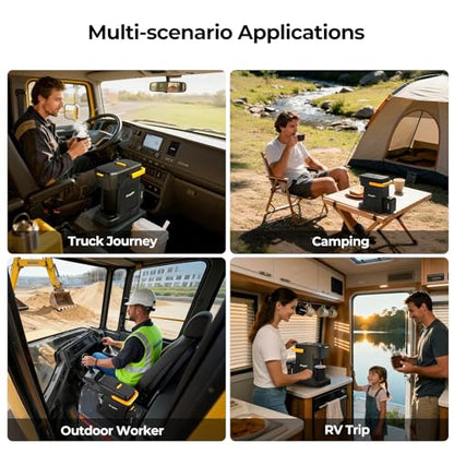 BougeRV Coffee Maker with 18V 8Ah Battery Powered Compatible with K Cup Coffee Pods & Ground Coffee, Portable Coffee Maker Cordless with AC/DC Power for Travel, Camping, Outdoor, Jobsite, RV, Home