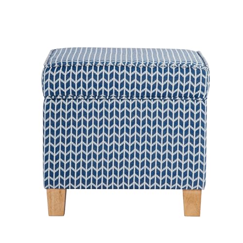 HomePop 18" Classic Square Storage Ottoman - Blue Chevron Print - color: Blue Chevron Print