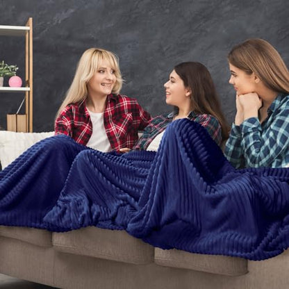 Buryeah 6 Pcs Flannel Throw Blanket Bulk 50 x 60 in Sleepover Blanket Outdoor Wedding Throw Lightweight, Oeko-tex Standard 100 Certified for Sofa Homeless Gifts (Navy) - color: Navy