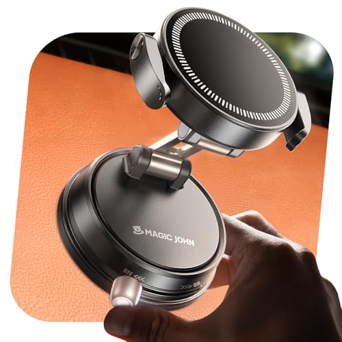 MAGIC JOHN for MagSafe Car Mount [20 N55 Magnets & Clip Arm] 360° Adjustable Magnetic Phone Holder for Car Phone Holder Mount Holders Cell Phone Holders for Your Car Accessories for iPhone 17 Promax ﻿ - color: Black