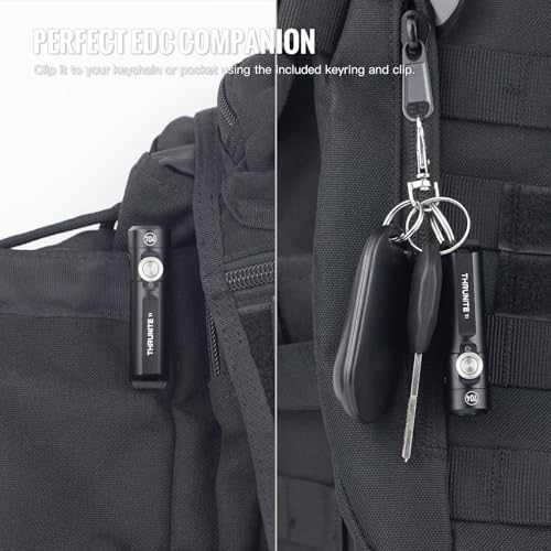 ThruNite Ti Keychain Flashlight, USB-C Rechargeable EDC Pocket Light, 650 Lumens with Magnetic Tailcap, 5 Modes, IPX-6 Waterproof Mini Flashlight for Camping, Everyday Carry (Black) - color: Black Cool White