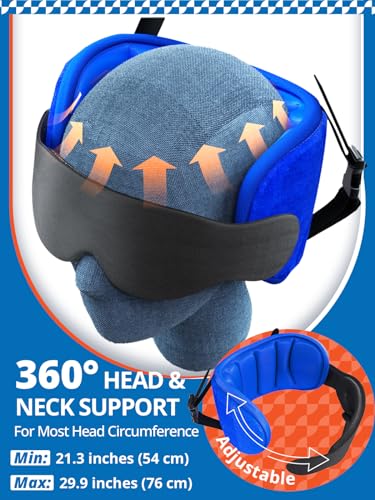 SARISUN Airplane Pillow Combo with Chin Strap, Travel Pillows for Airplanes with Sleep Eye Mask, Plane Head Strap for Long Flights, Car Road Trip, 360° Headrest, Stop Bobblehead Travel Essential, Red - color: Red