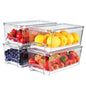 4-Pack Refrigerator Drawer Organizer Bins, Clear Stackable Pull Out Fridge Organizers and Storage Container, with Strainer Layer for Fruits, Vegetables, Drinks, Snack and Food - size: 4 Pack